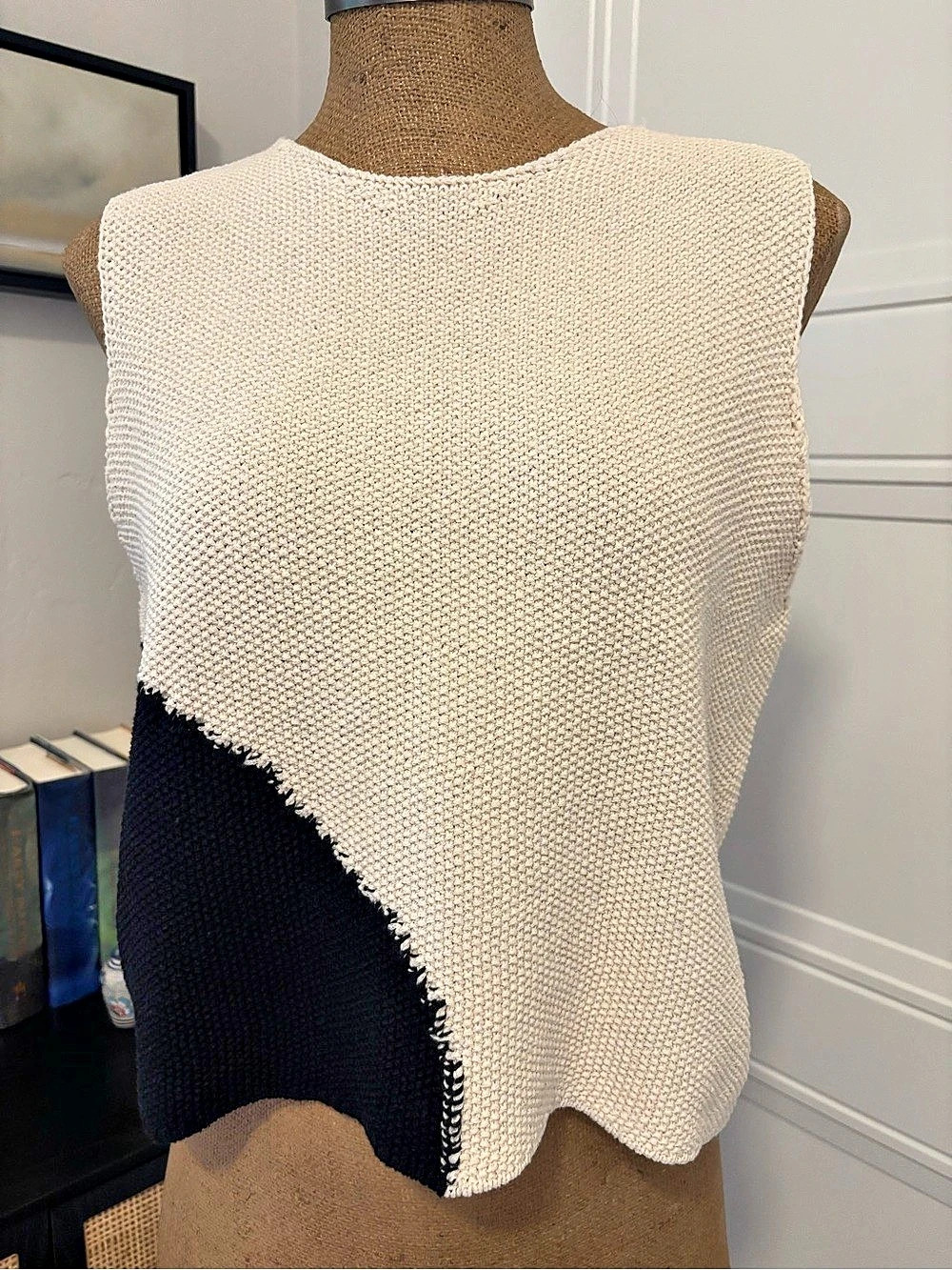 Zara Color Block Knit Top Size Medium Like New